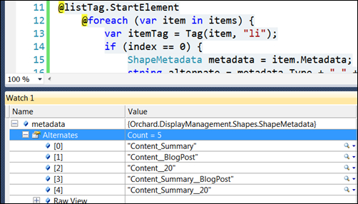 Alternates in the debugger